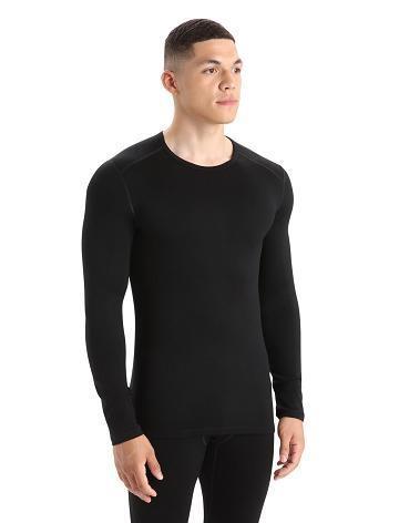 Men's Icebreaker Merino 260 Tech Long Sleeve Crewe Thermal Top Base Layers Black | CA 1549QMAZ